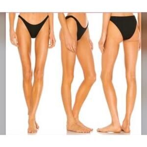 NEW ONIA Bikini Bottom Womens Large Black Ashley Tricot Swim Resort Minimalist